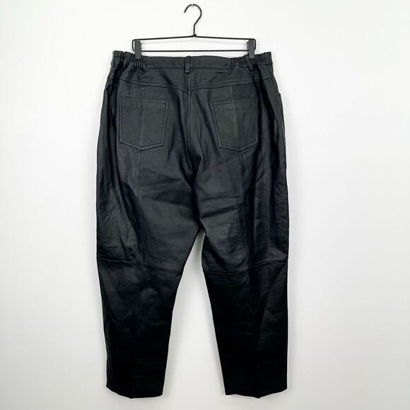 Silhouettes Vintage Women’s Plus size Black Leather High Rise Tapper Leg Pant - Picture 2 of 11